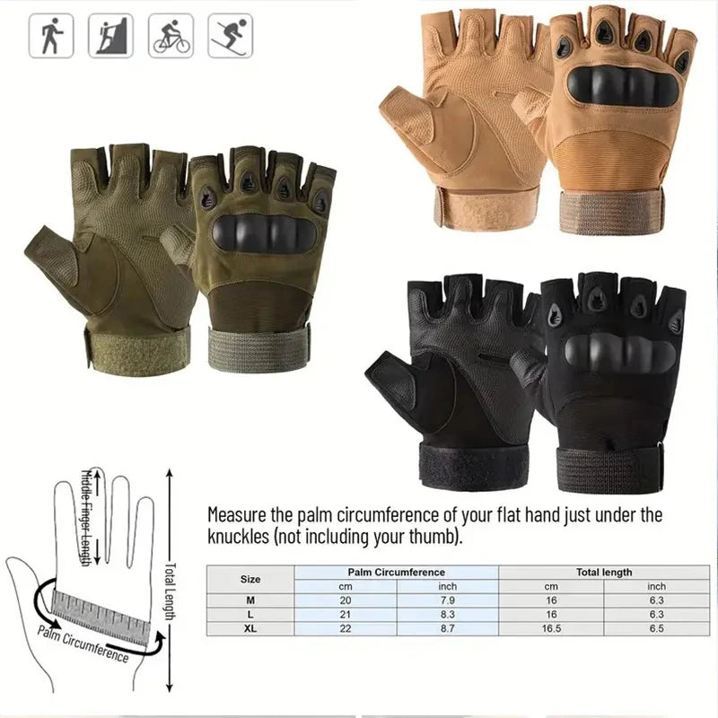 Tactical Fingerless Gloves for Motorbike Motorcycle Suitable Cycling Climbing Hiking Hunting Non-Slip,Gloves、Rock Climbing