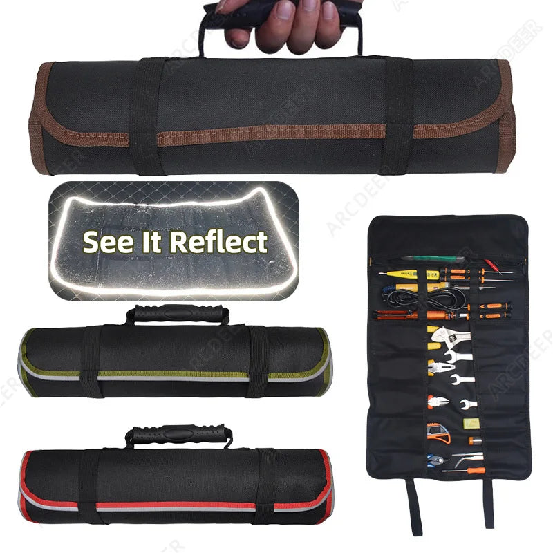 Roll Up Tool Bag Organizer 22 Pouches Compact Portable Tool Storage Bag Waterproof Small Tool Bag for Car Mechanic Electrician