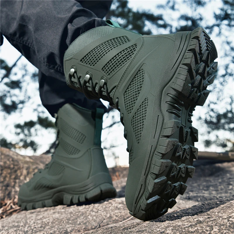 Men's Hiking Boots Leather Waterproof Climbing Trekking Sneakers Anti -slip Outdoor Field Combat Training Sneakers Hunting Shoes