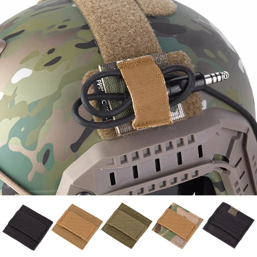 1Pc Tactical Headphone Intercom Cable Take-Up Strap Elastic Organizer Headset Wire Harness Hook Loop Sticker helmet sticker