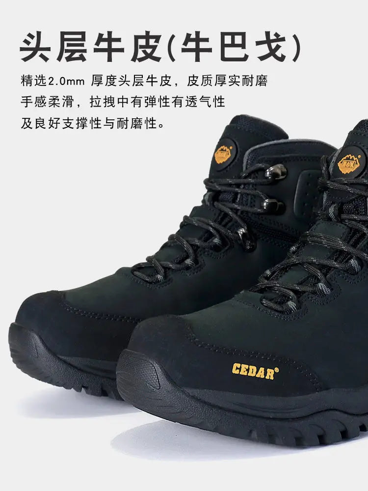 RAN Cow Leather Hiking Boots Men  Outdoor Sport Walking Sneakers trekking Snow Shoe women Climbing Mountain travel Hunting boots