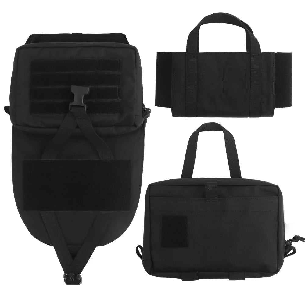 POSEIDON DEFENSE Scarab Backplate Two Pouches Back Bag Removable IFAK First AID Pouch Compatible With Molle Vest Plate Carrier