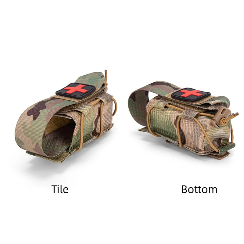 MOLLE Tourniquet Holder IFAK TQ Holder Tactical Medical Pouch Holster First Aid Kit Cross Patch/Bungee Cord