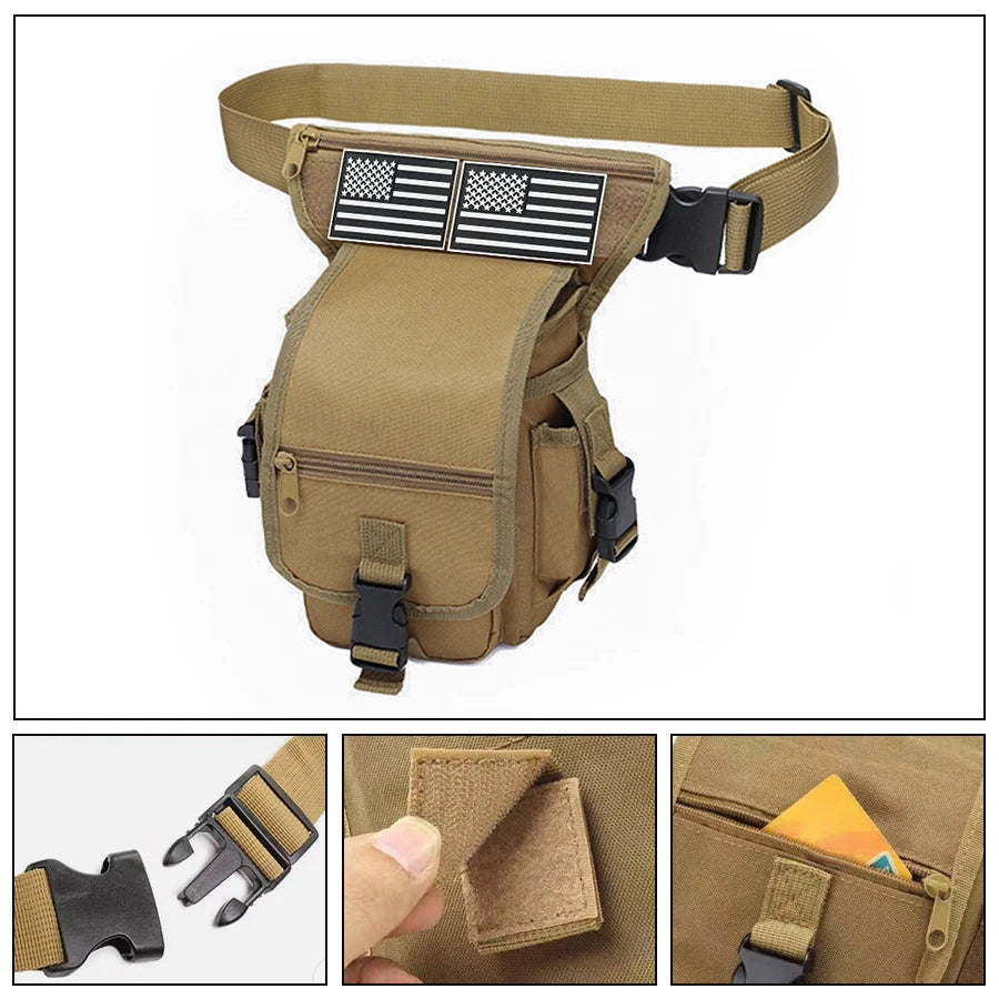 Outdoor multifunctional leg bag, quick detachable waist bag, partitioned storage, smooth zipper design