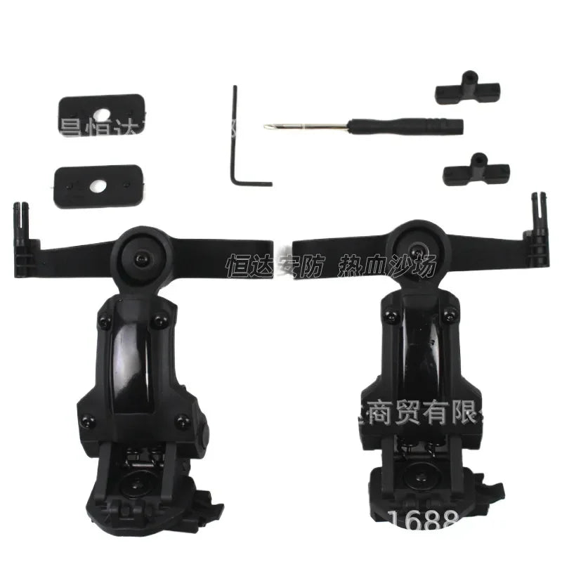 Tactical Helmet Mount for Noise Reduction Earphone Holder Compatible with C2 C3 FAST Rail System Multi Angle Adjustable Wendy