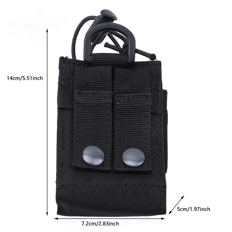 MOLLE Tactical Radio Pouch Nylon Walkie Talkie Holder Interphone Hanging Bag Outdoor Hunting Magazine Utility Pocket