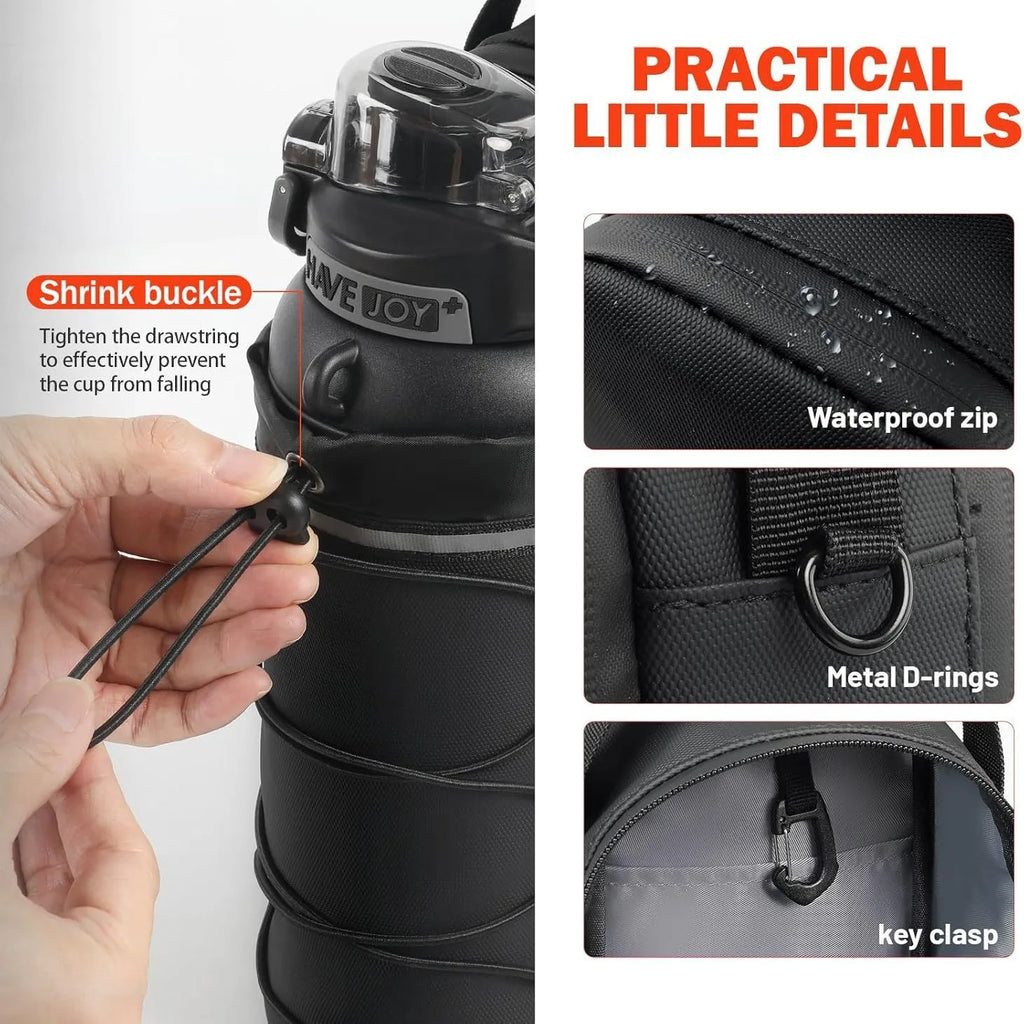 Magnetic Gym Water Bottle Bag with Reflective Strip With Phone Pocket Portable Gym Water Bottle Pouch Gym Accessories Organizer