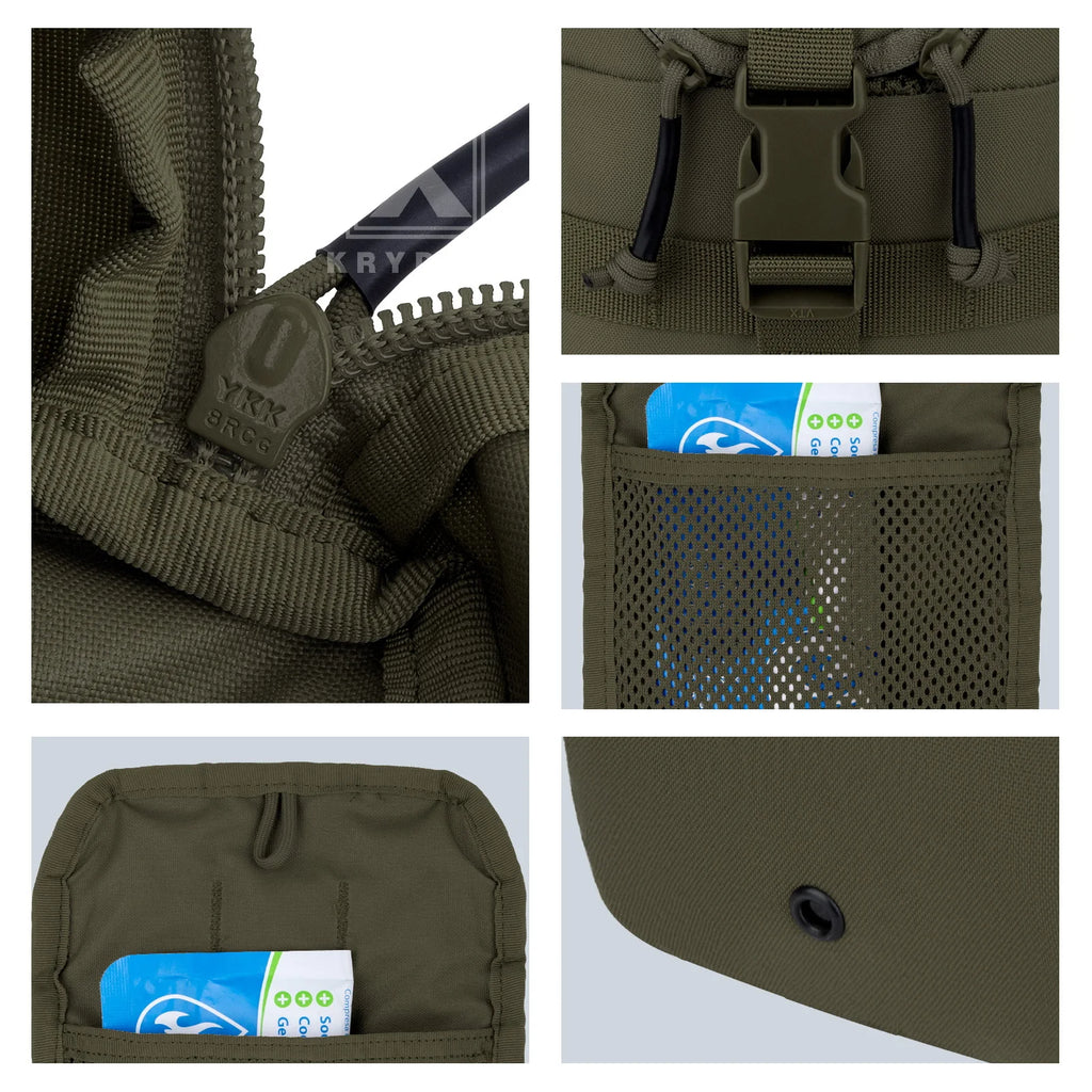 KRYDEX Tactical GP Pouch Vertical Utility MOLLE  Zip Rip EDC Bag Pack Quick Access Side Pocket Hunting Paintball Pouches