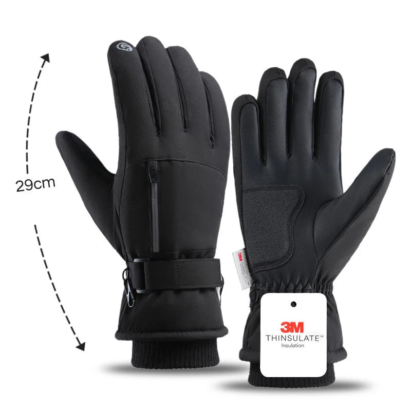 CHRLCK Winter Thermal Full Finger Cycling Gloves Men Women Windproof Waterproof Bicycle Gloves Fleece Sking Riding Gloves