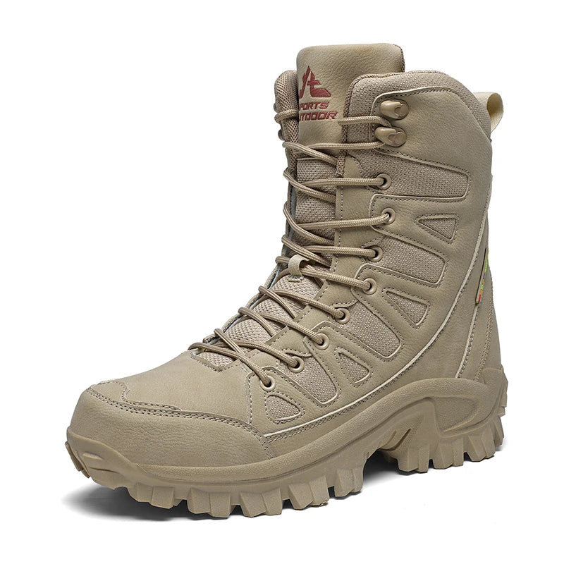 New Men's Boots Fashion Outdoor Men Hiking Boots High Top Breathable Men Desert Combat Ankle Boots Non-slip Motorcycle Boots