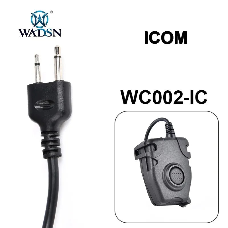WADSN Tactical PTT Push-Talk Button C2 Headset CII III Headphone With Motorola Kenwood Icom Midland Plug fit for Baofeng Radio
