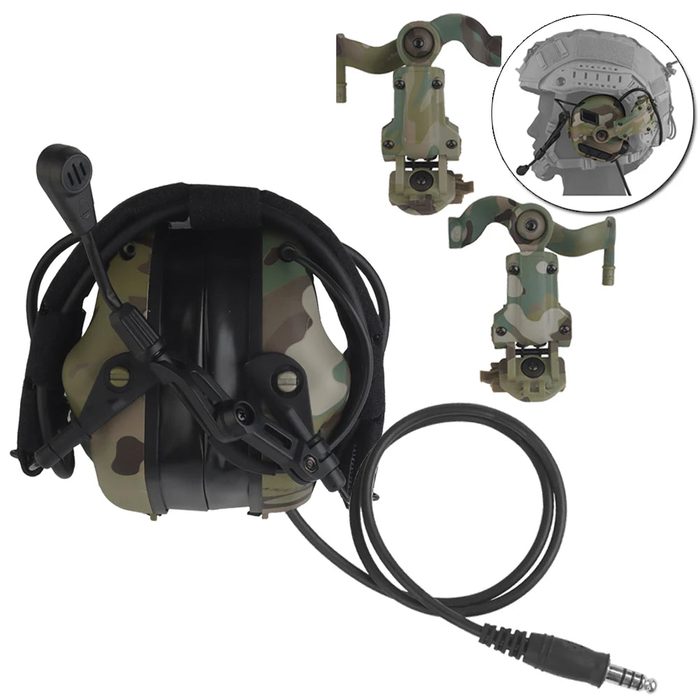 7th Gen Active Headset M32 MOD4/SE Style Shooting Earmuffs CS Tactical Noise Reduction Headset with Helmet OPS ARC Rail Adapter