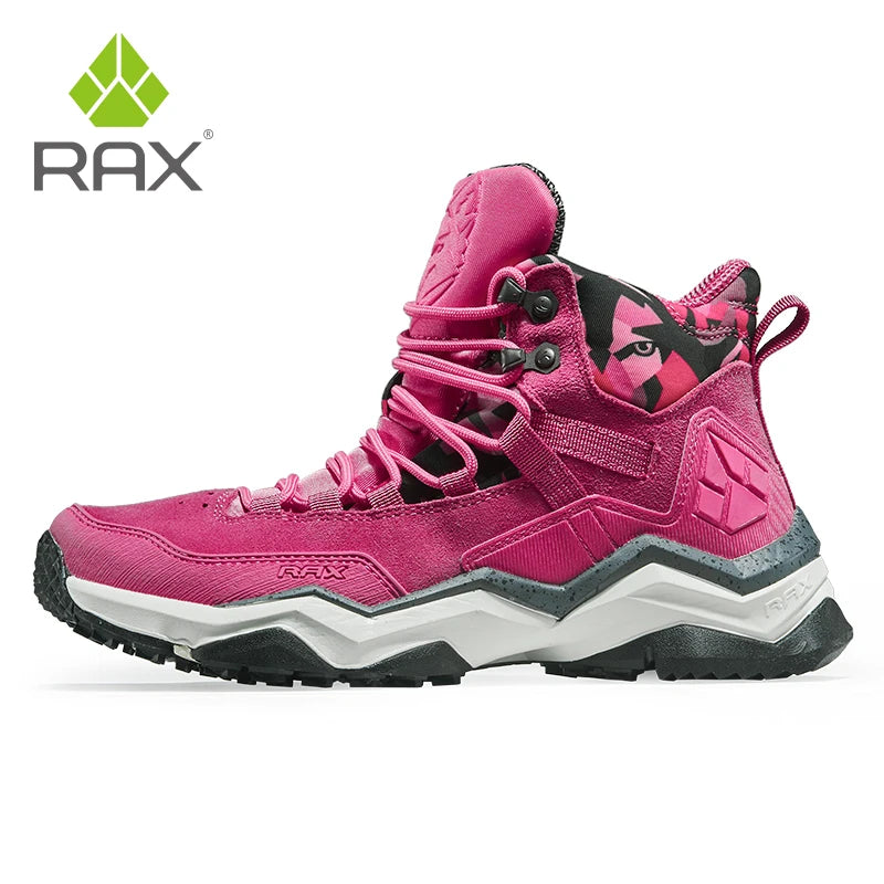 RAX Men Hiking Shoes Mid-top Waterproof Outdoor Sneaker Men Leather Trekking Boots Trail Camping Climbing Hunting Sneakers Women