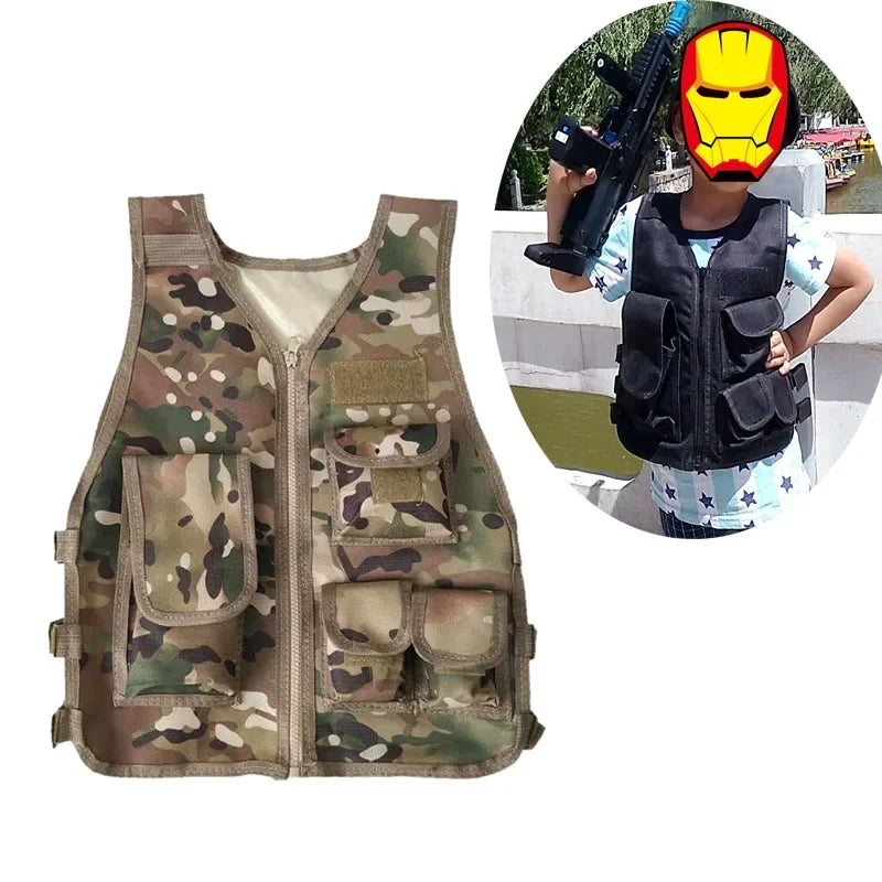 Tactical Kids Camouflage Sniper Vest Children Hunting Clothes Boy Girl Woodland Ghillie Suit Army Jungle Combat Clothing