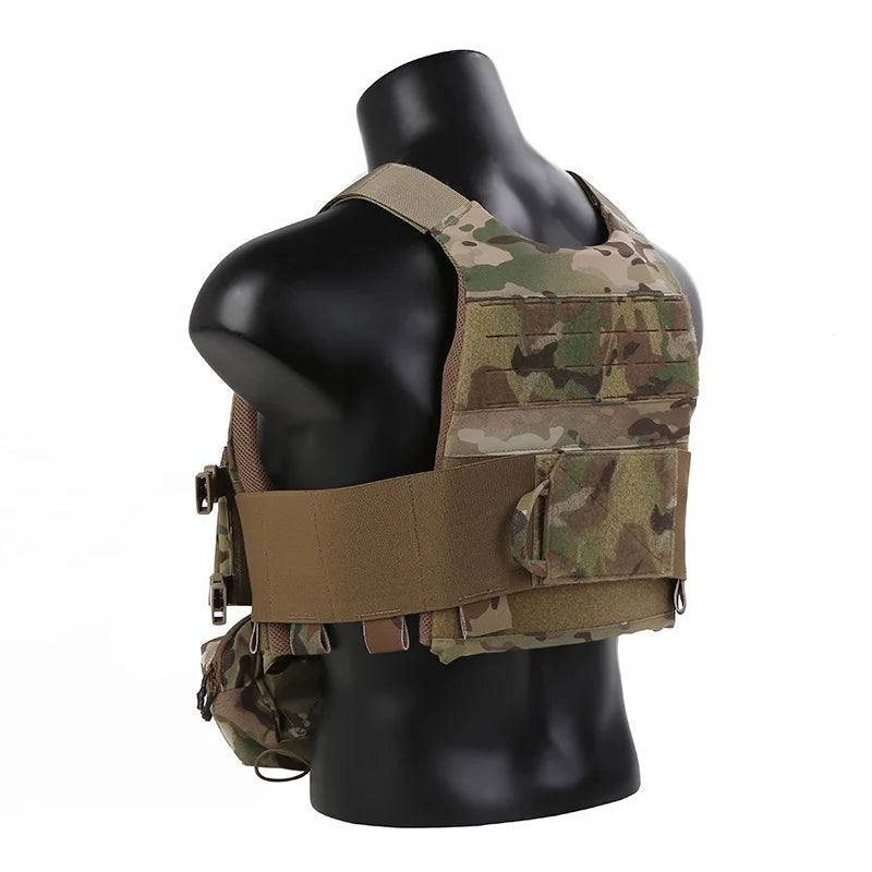 Emersongear For FCS Hunting Vest W/MK Chest Rig Set Multi-Purpose Plate Carrier W/ Pouch Elastic Cummerbund Sack Bag Trekking