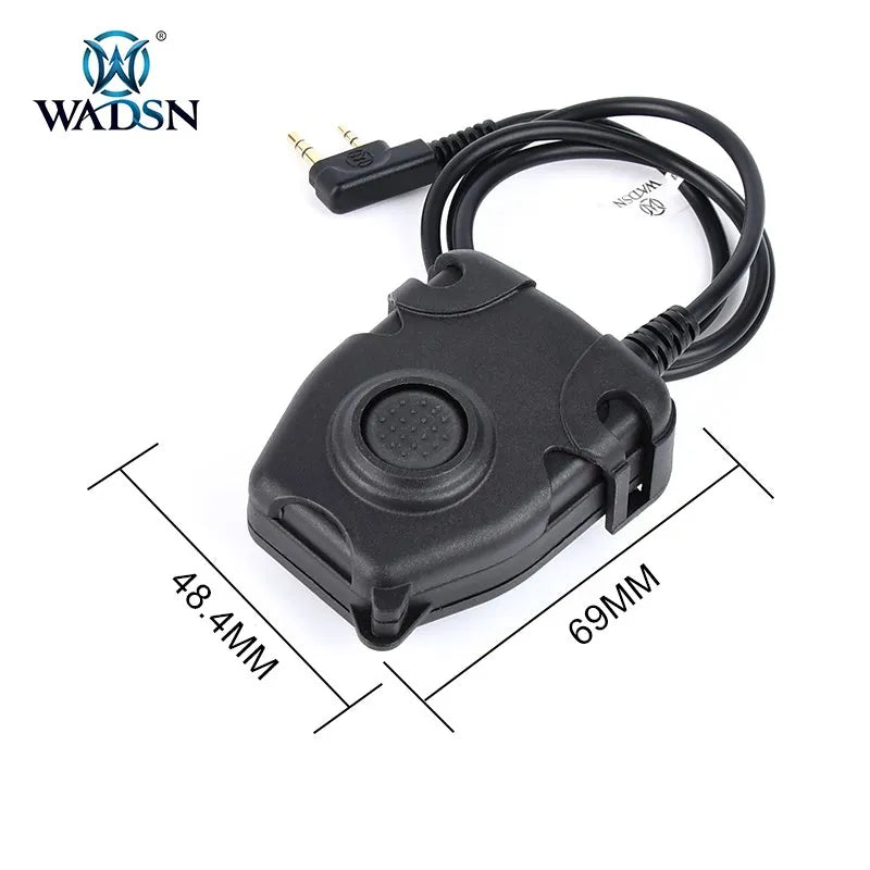 WADSN Tactical PTT Push-Talk Button C2 Headset CII III Headphone With Motorola Kenwood Icom Midland Plug fit for Baofeng Radio