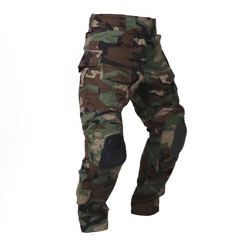 Men Combat Pants With Knee Pads Tactical Cargo Sport Trousers Camouflage Multicam Trekking Hunting Clothes