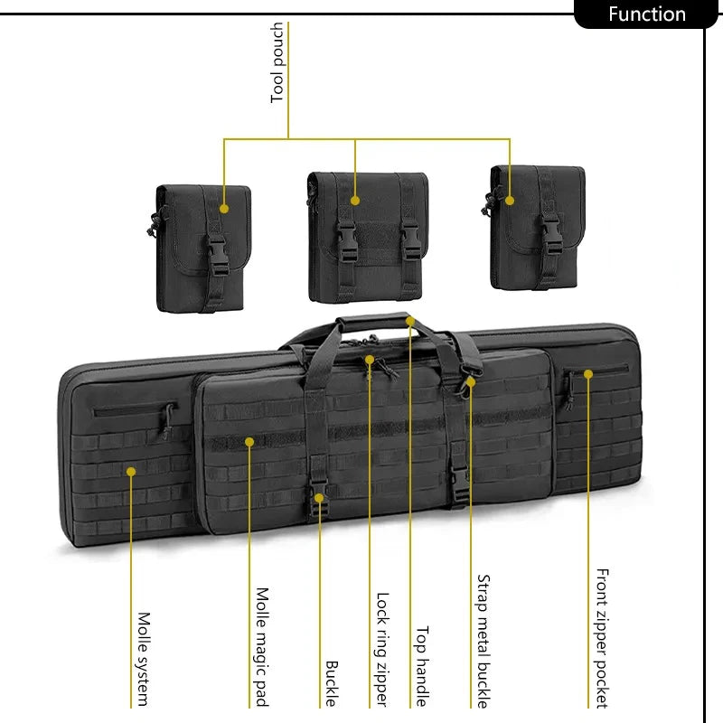 Tactical Rifle Case Backpack Waterproof Carbine Protect Rucksack 42 46inch Airsoft Portable Bags for Hunting Black
