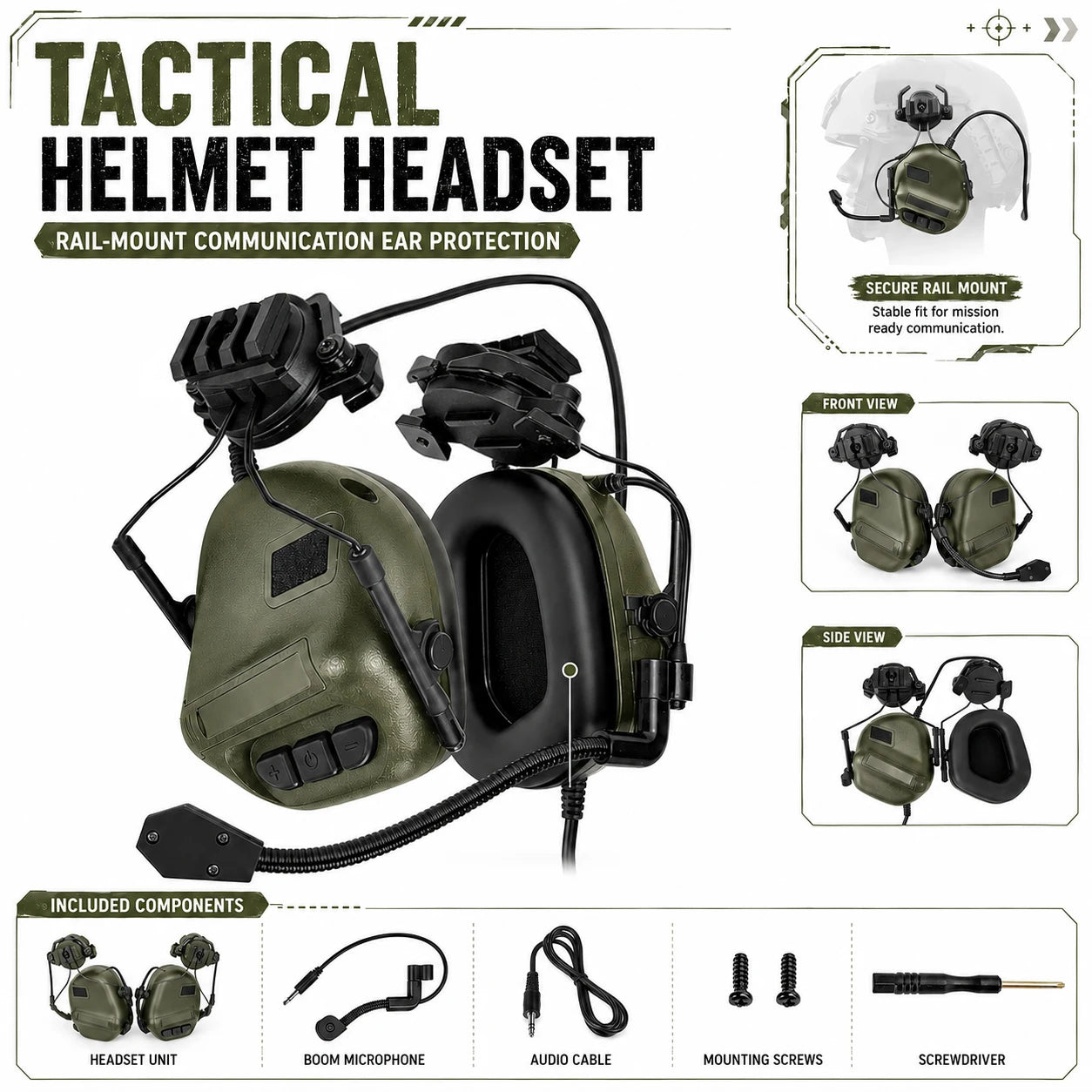 Tactical Fast Helmet Set with NVG Model Goggles Headset Cover Complete Combat Gear for Airsoft Paintball Hunting Cosplay