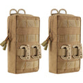 2 Pack Molle Pouches Tactical Compact Water-Resistant EDC Waist Bag Hunting Small Utility Pouch With Grimlock D-ring Buckle