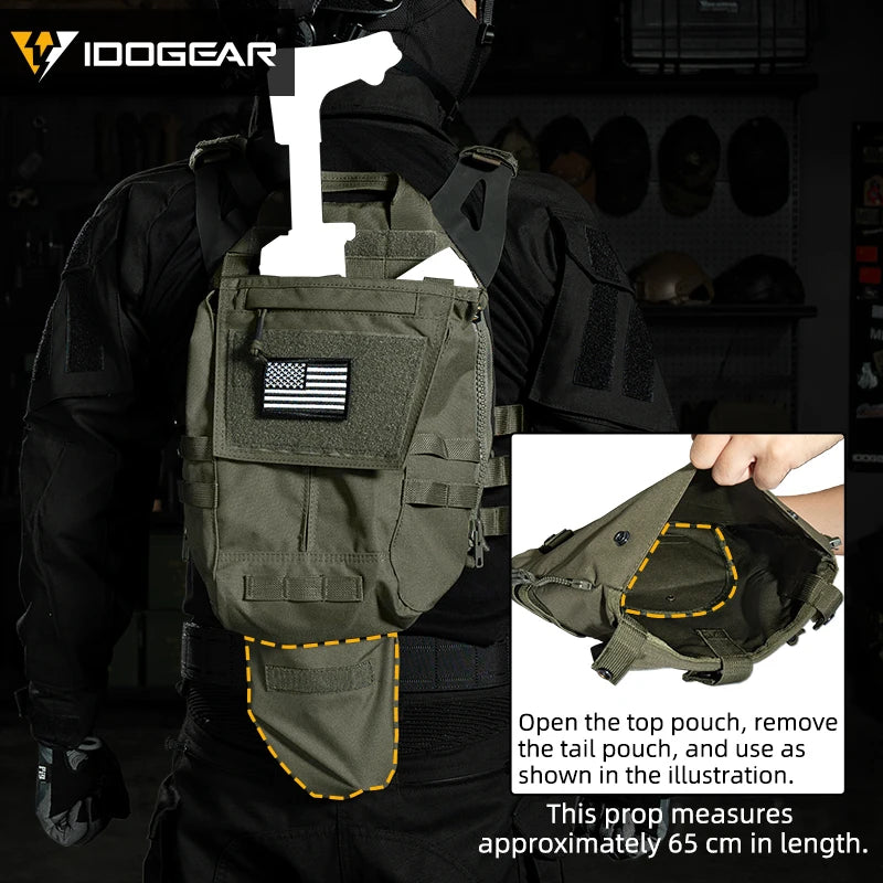 IDOGEAR Tactical Panel Zip on Pouch Backpack Plate Carrier Bag for CPC AVS JPC2.0 Vest 3531