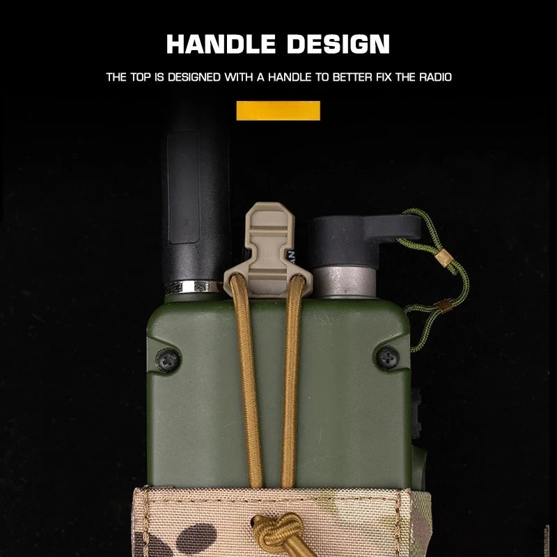 2PCS Radio Pouch Shock Cord Retension Chest Rig Side Bag Hanging Side Bag Expands Walkie Talkie Storage for AN/PRC-148/152/163