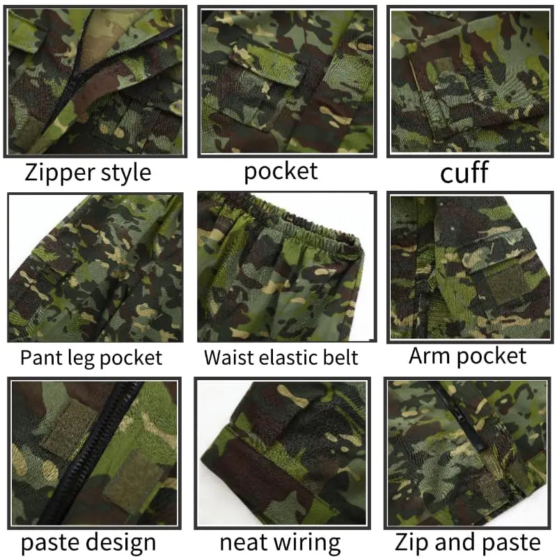 Kids Military Combat Costume with Tactical Vest Airsoft Helmet Telescope Outdoor Performance Children's Training Uniform Set