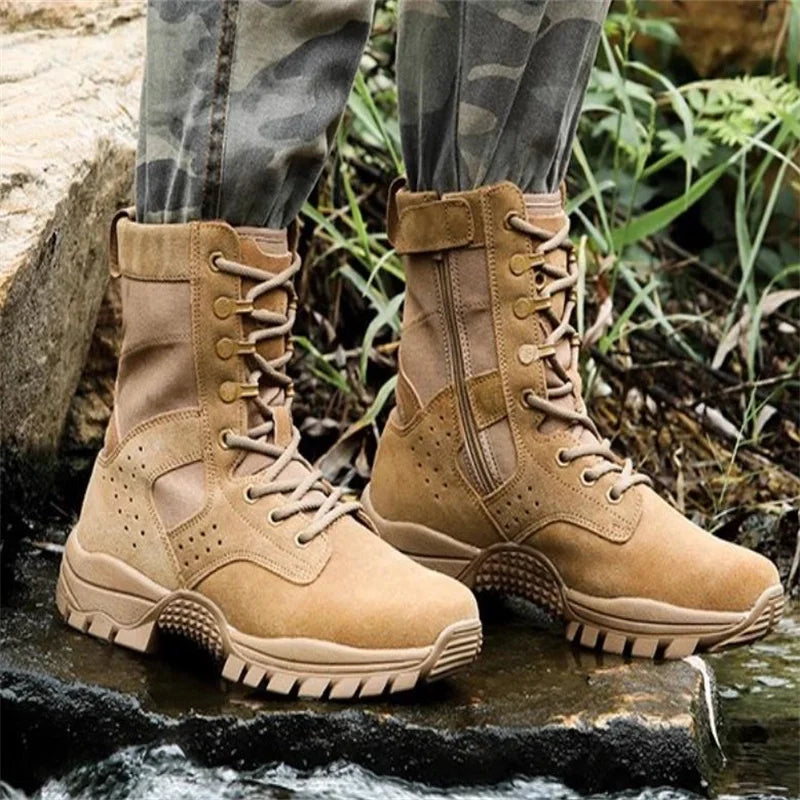 Spring summer training boots men's breathable anti-slip wear high top shoes Men's Desert Ankle Boot Male Shoes Outdoor Work Shoe