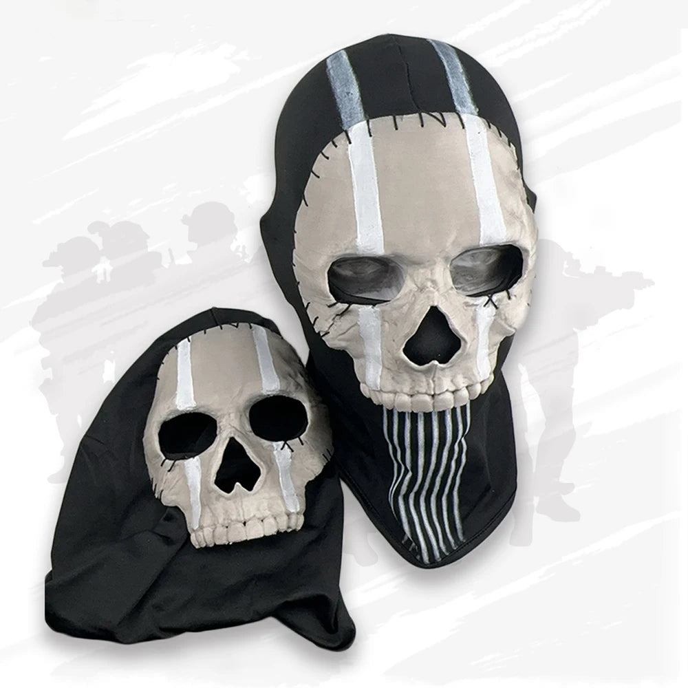 Tactical Airsoft Helmet Set with COD Ghost Skull Mask Communication Headset Foureye NVG Model Signal Light for CS Paintball Game