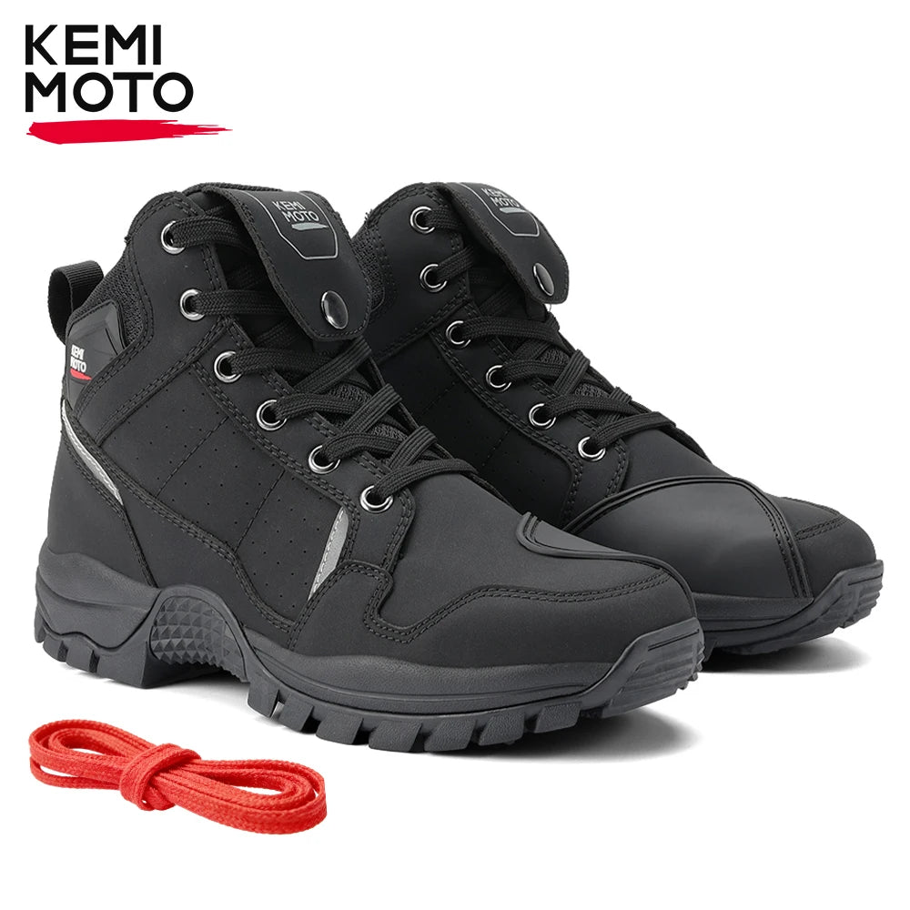 Motorcycle Waterproof Shoes for Men Outdoor Boots Soft Comfortable Lining Breathable Ankle Protection Anti-Slip Riding Camping