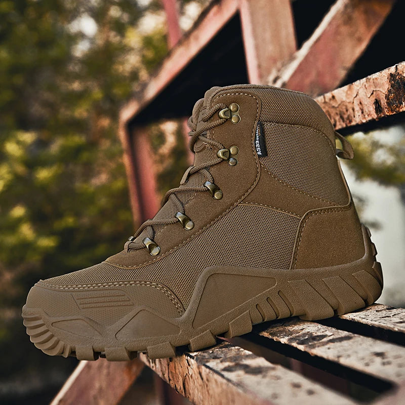 Outdoor Men Combat Desert Army Boots Waterproof Hiking Boots Tactical Hunting Boots Men Climbing Trekking Boots Plus Size 39-47