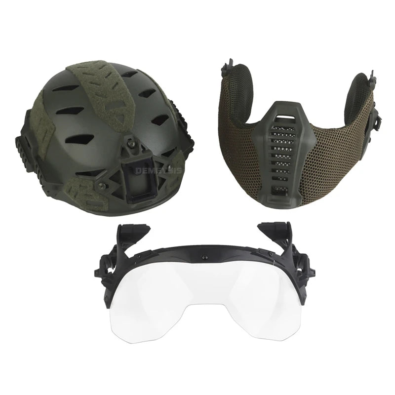 Airsoft Full Covered Helmets with Removable Mask Goggles Outdoor Hunting Tactical Wendy 3.0 Full Protection Helmet Training Gear
