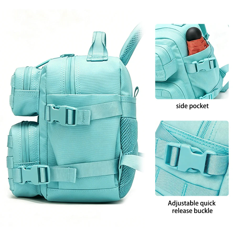 9L mini multi compartment backpack with MOLLE webbing and breathable mesh back panel for daily outdoor use
