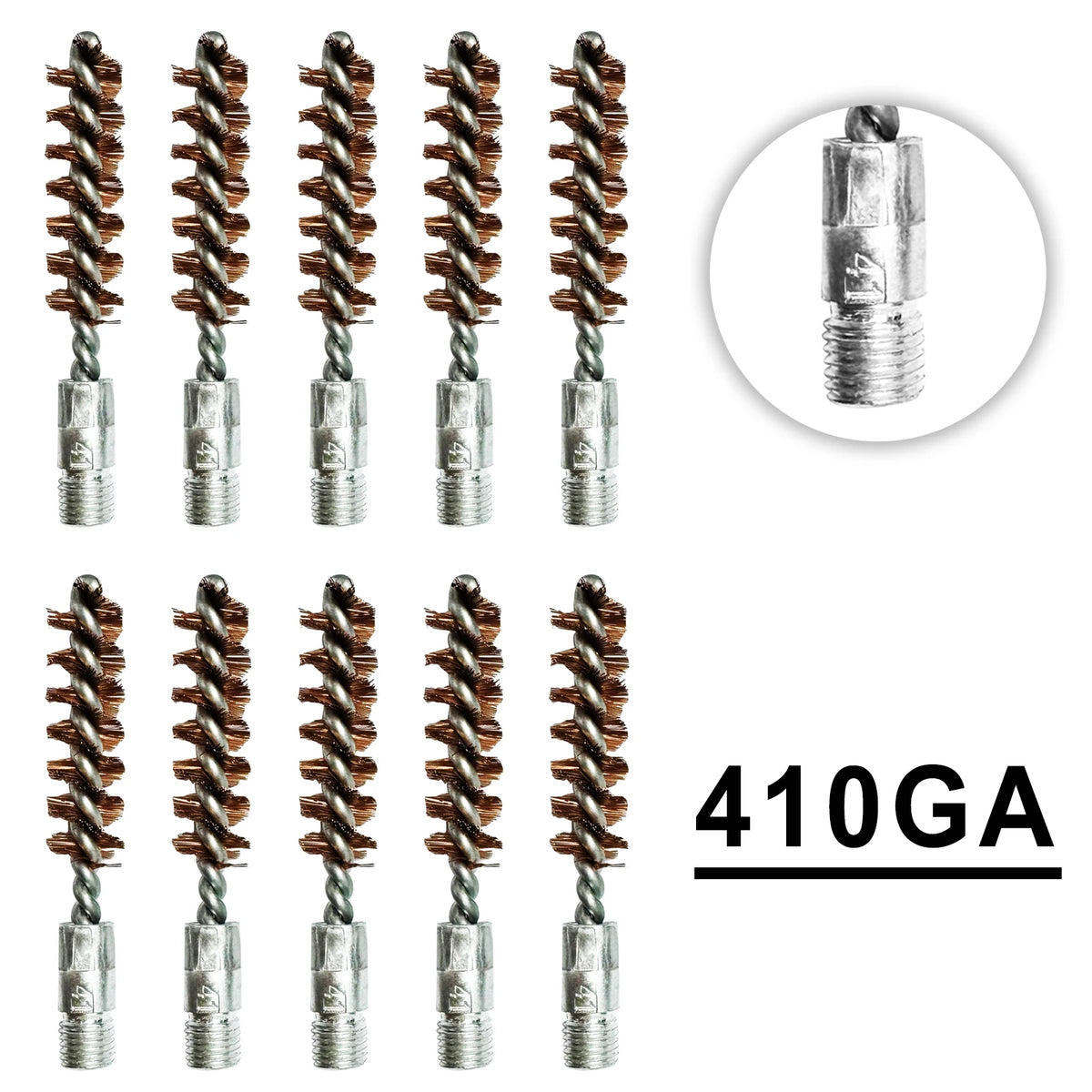 10 Pack Bronze Bore Brush 12GA .17Cal .22Cal 9mm Cleaning Brush for Pistol Rifle Cleaning Kit Thread 5-40 8-32 5/16-27