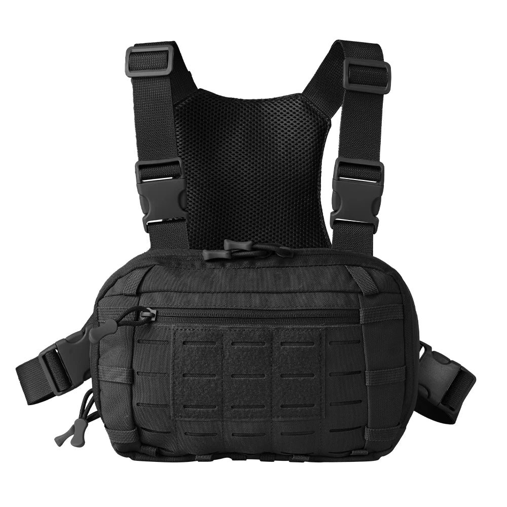 Tactical Chest Rig Bag with Gun Holster Hunting Chest Pack Molle Admin Pouch Utility EDC Chest Pouch Pistol Bag Adjustable Strap