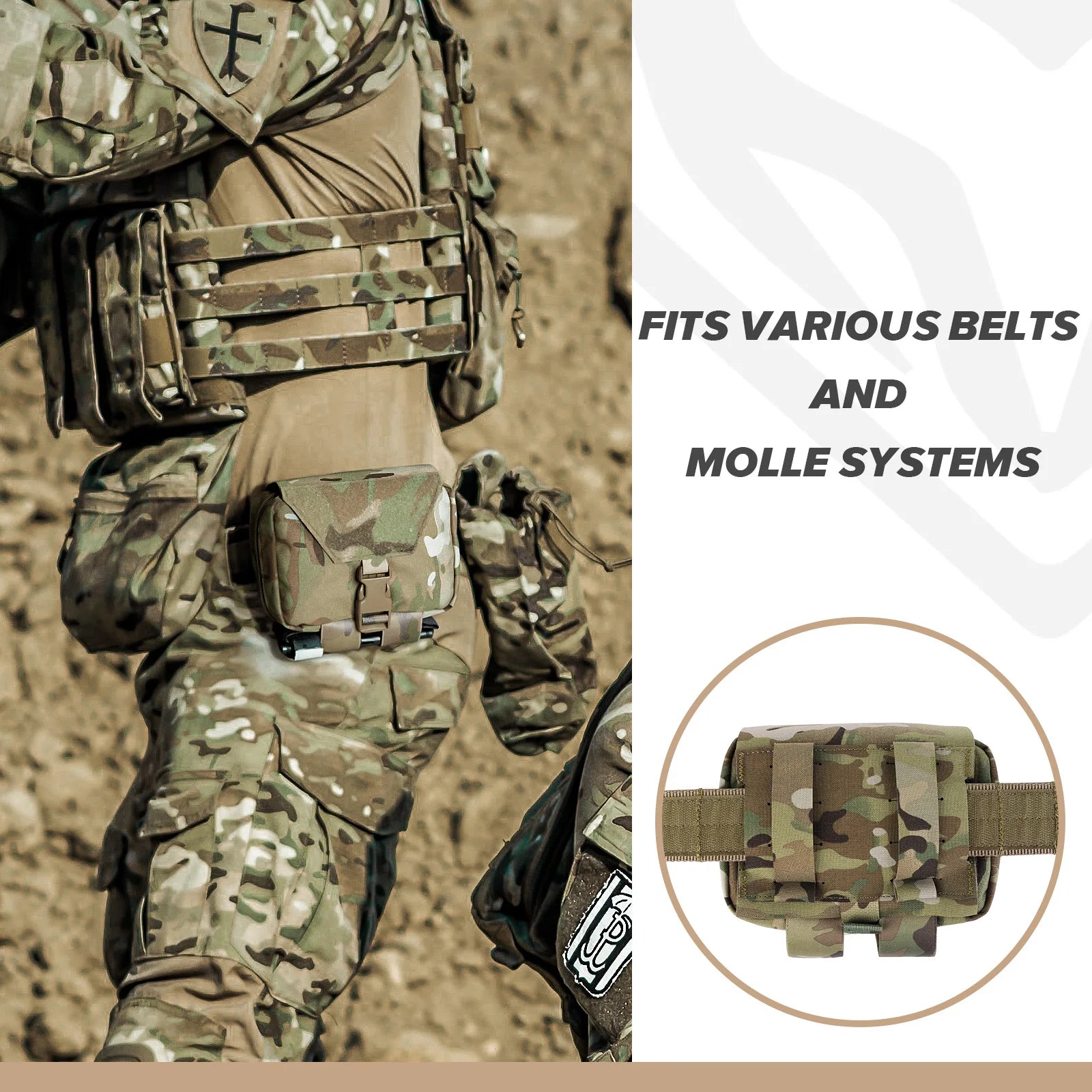 KRYDEX Tactical Tear Off Rip Away IFAK Pouch First Aid Medical Pouch MOLLE EMT Holder  Outdoor Trauma Kit Survival Bag