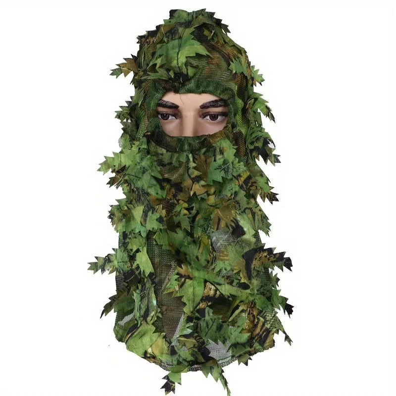 3D Hunting Face Mask Camouflage Leaf Camo Face Cover For Outdoors Realistic Foliage Hunting Mask Breathable Tactical Face Veil