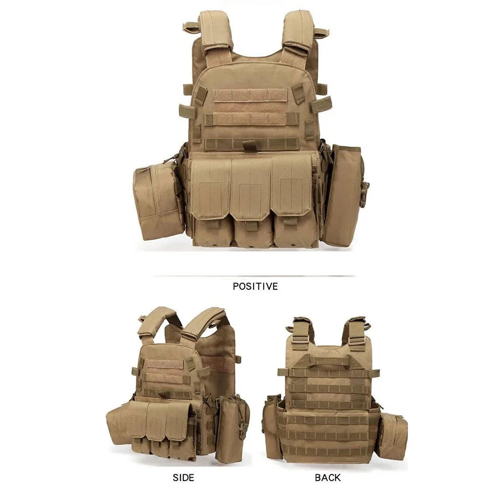 Nylon Chest Rig Molle Vest Multi-Functional Camouflage Molle Waistcoat Adjustable Men Women Combat Equipment for Outdoor Cycling