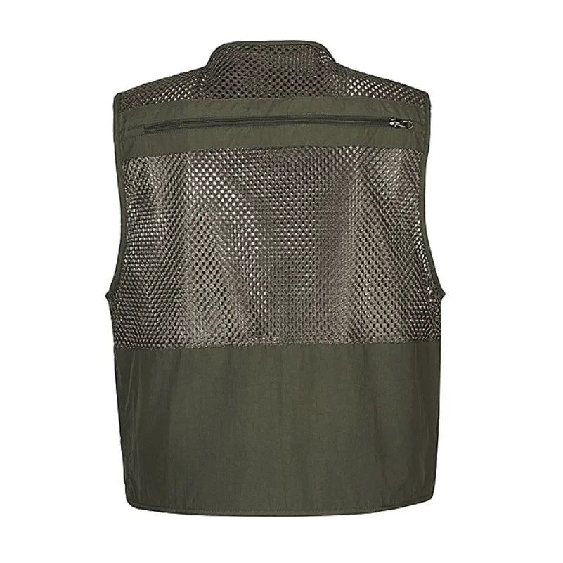 #Unloading Men's Vest Tactical Webbed Gear Coat Summer Photographer Waistcoat Tool Many Pocket Mesh Work Sleeveless Jacket Male