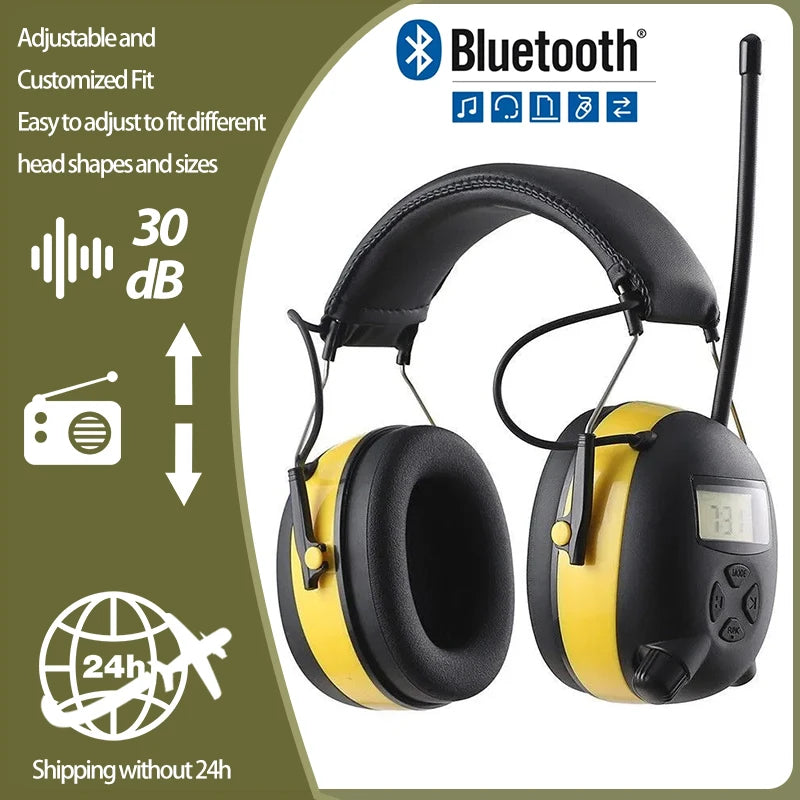 Professio Bluetooth Hearing Protection Headphones AM/FM Radio Headphone 30dB NRR Noise Reduction Safety Earmuffs for Mowing Work