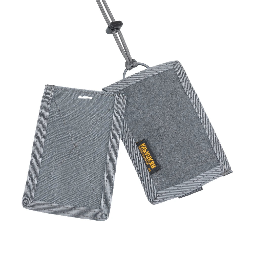 Tactical ID Card Holder Hook Loop Patch Tour Badge Holders Outdoor Travel Pouch  Cycling Purse and Nylon Lanyard