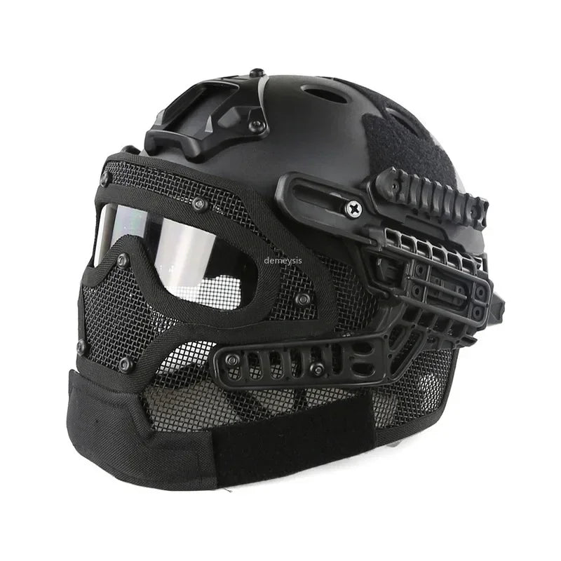 Full Covered Tactical Helmet HD Lens Airsoft Paintball Sports Protective Helmets  Combat CS Shooting Safety Helmet