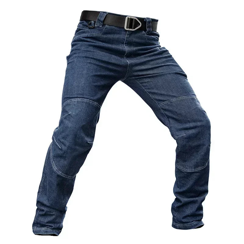Mens Hunting Tactical Jeans Pant Wearable Elasticity Hiking Outdoors Denim Pants Cotton Multi Pocket Jeans Men Joggers Hombre