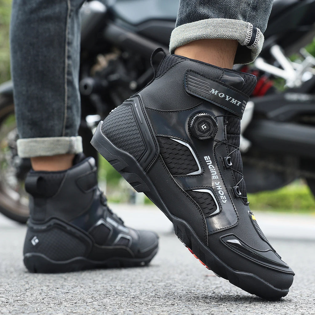 New Motorcycle Boots Ankle Length Man Breathable Anti Slip Riders Boot Outdoor Men's Bike Motorcycle TPU Protective Shoes