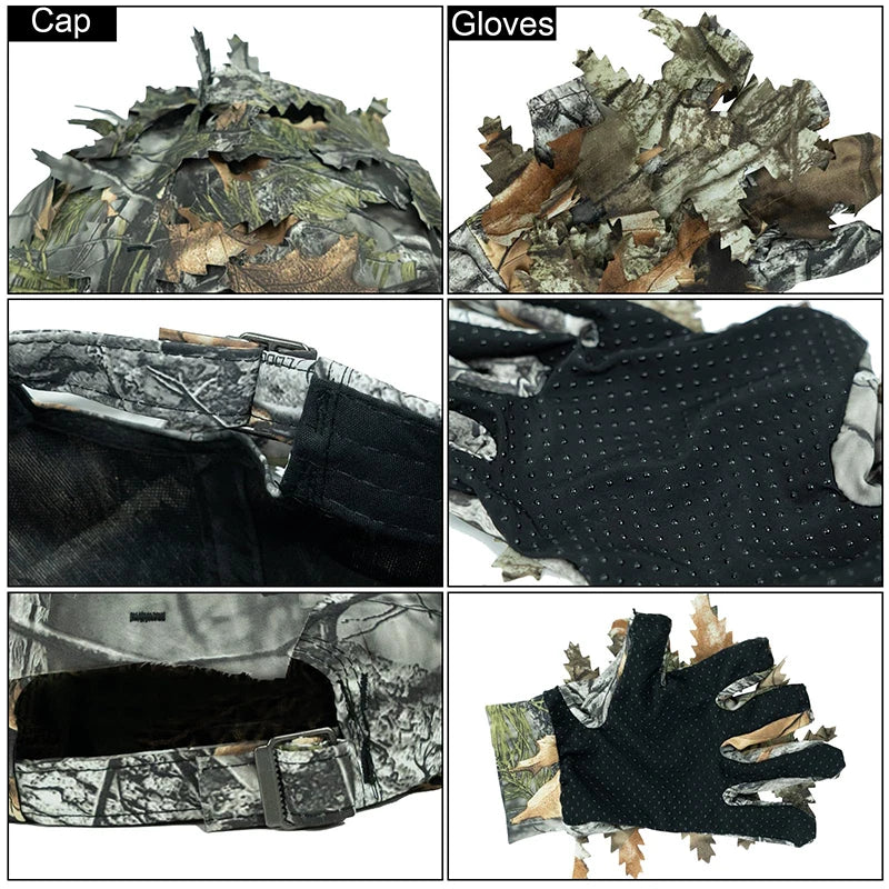Hunting Gloves Camouflage Gloves Bionic Tree Camouflage Hunting Thin Anti Slip Fishing Photography Bird Watching Suit Gloves