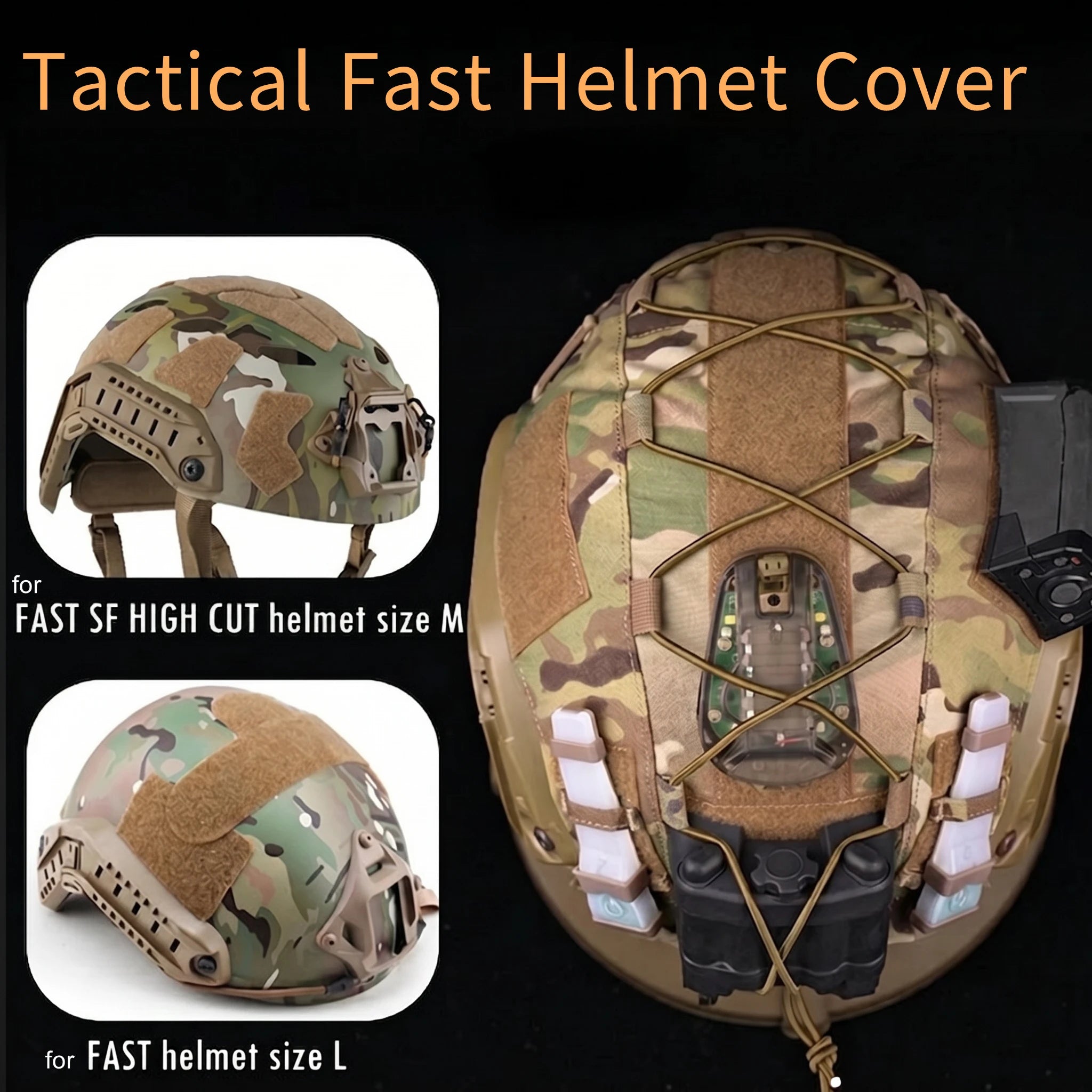 Tactical Helmet Cover for FAST Helmets  Camouflage Cloth with Hook and Loop for Outdoor Hunting Airsoft