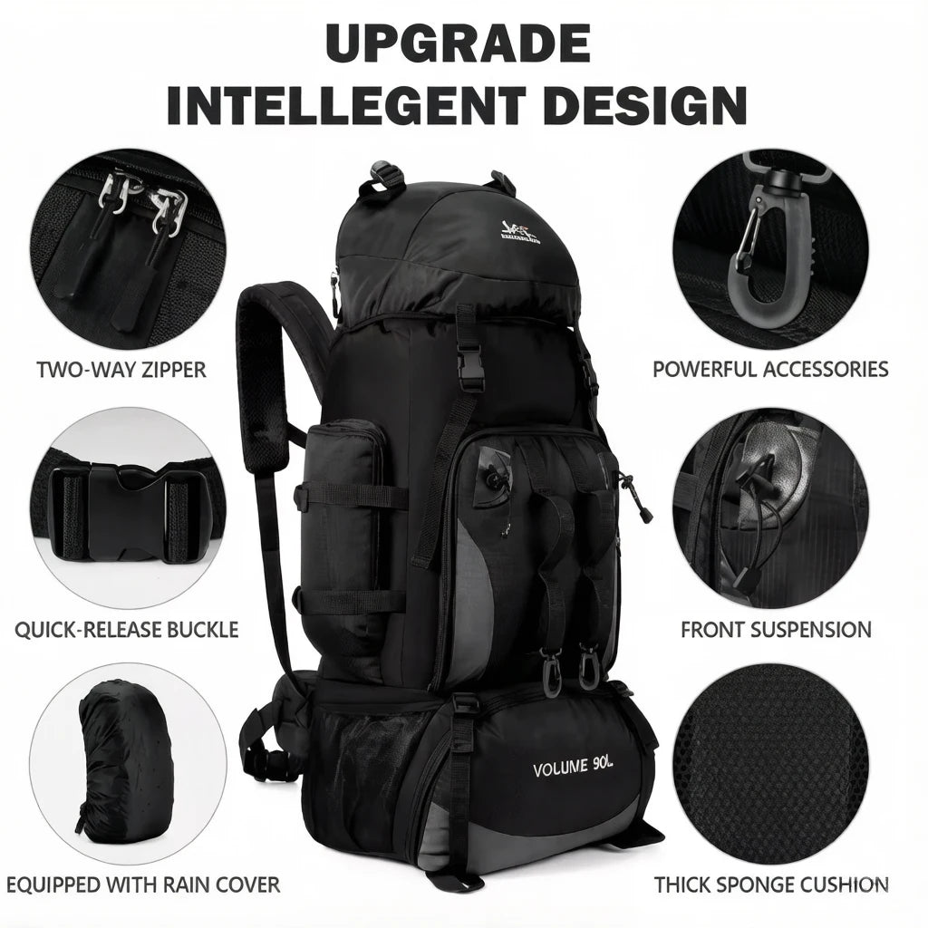 90L Waterproof Hiking Camping Backpack Trekking Bag Rucksack Large Capacity Travel Outdoor Sports Bags Camping Equipment Men