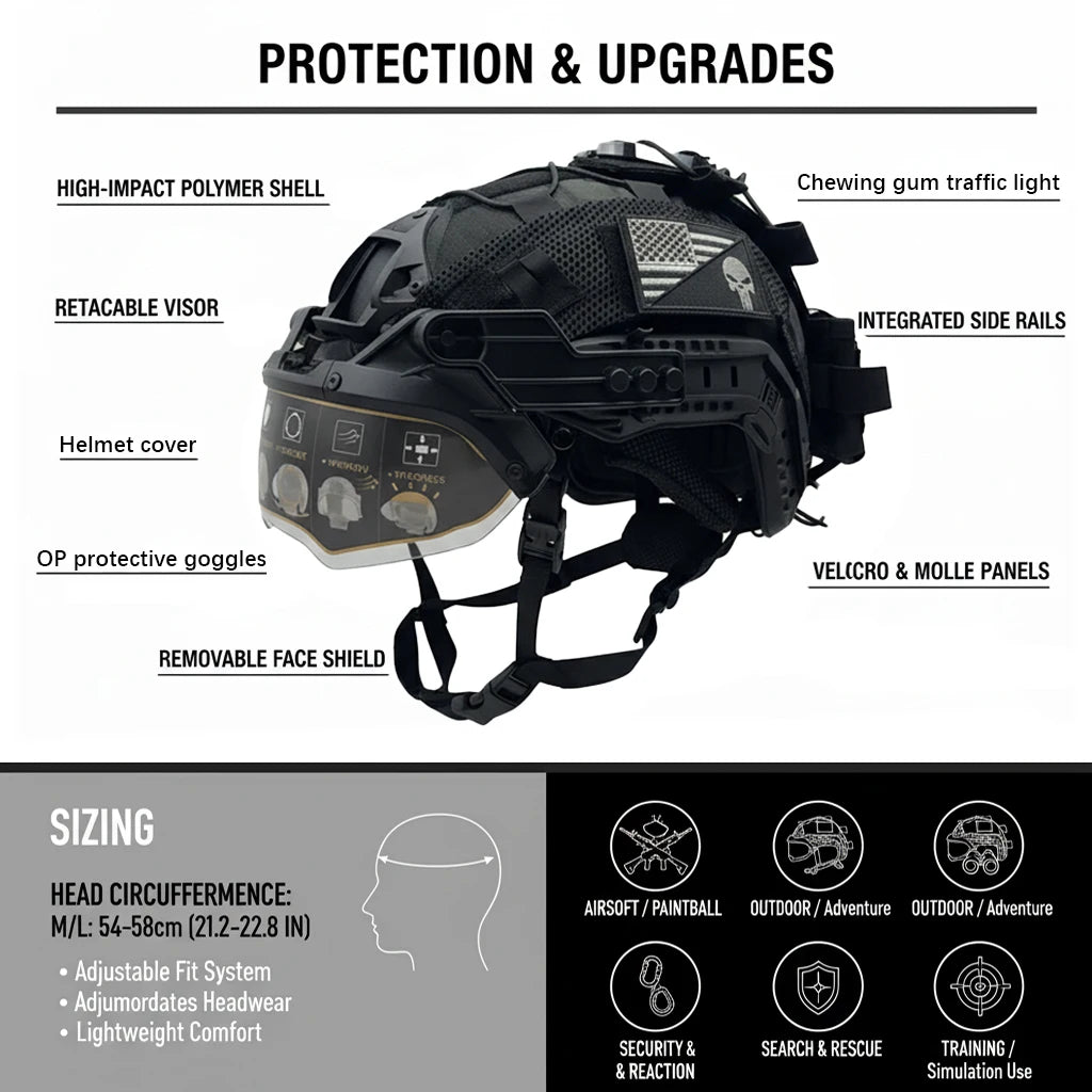 FAST Helmet ABS Lightweight with Adjustable Suspension & Dial for Cycling, Airsoft, Tactical Training