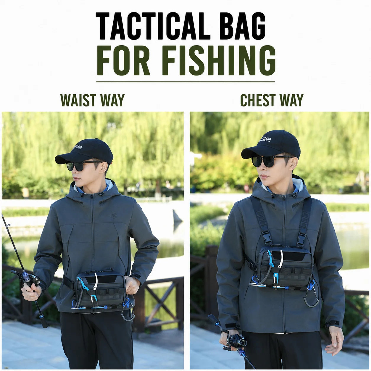 Tactical Chest Bag MOLLE Hunting Bag Fishing Pack Waist Bag Hunting Hiking Camping Outdoor Sports