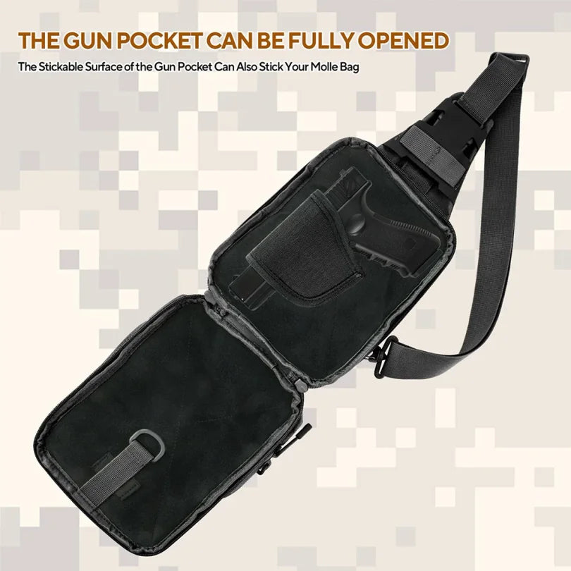 Tactical Sling Bag Concealed Carry Crossbody Gun Bag Qiuck Access Pistol Bag EDC Shoulder Chest Pack Range Bags Fanny Pack